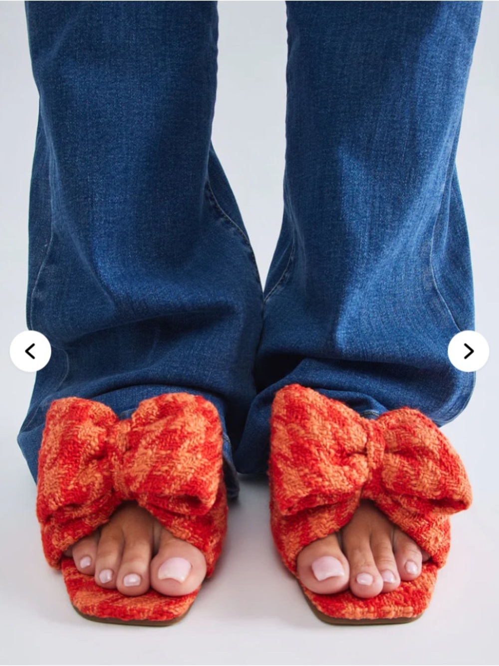 Orange Bow Slide Sandals